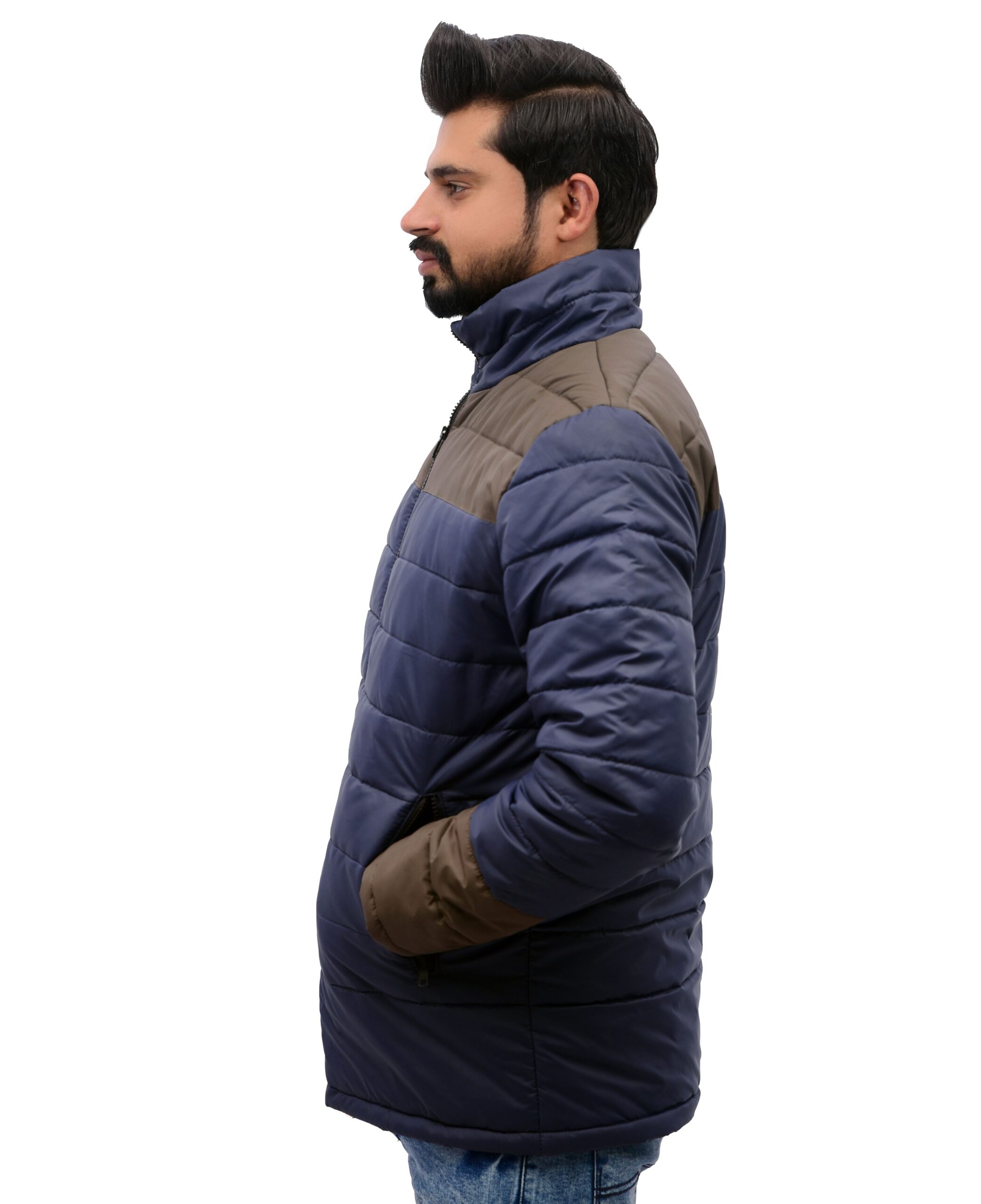 Ioke Sports Baffle Design Gray Puffer Jacket for Men - Image 2