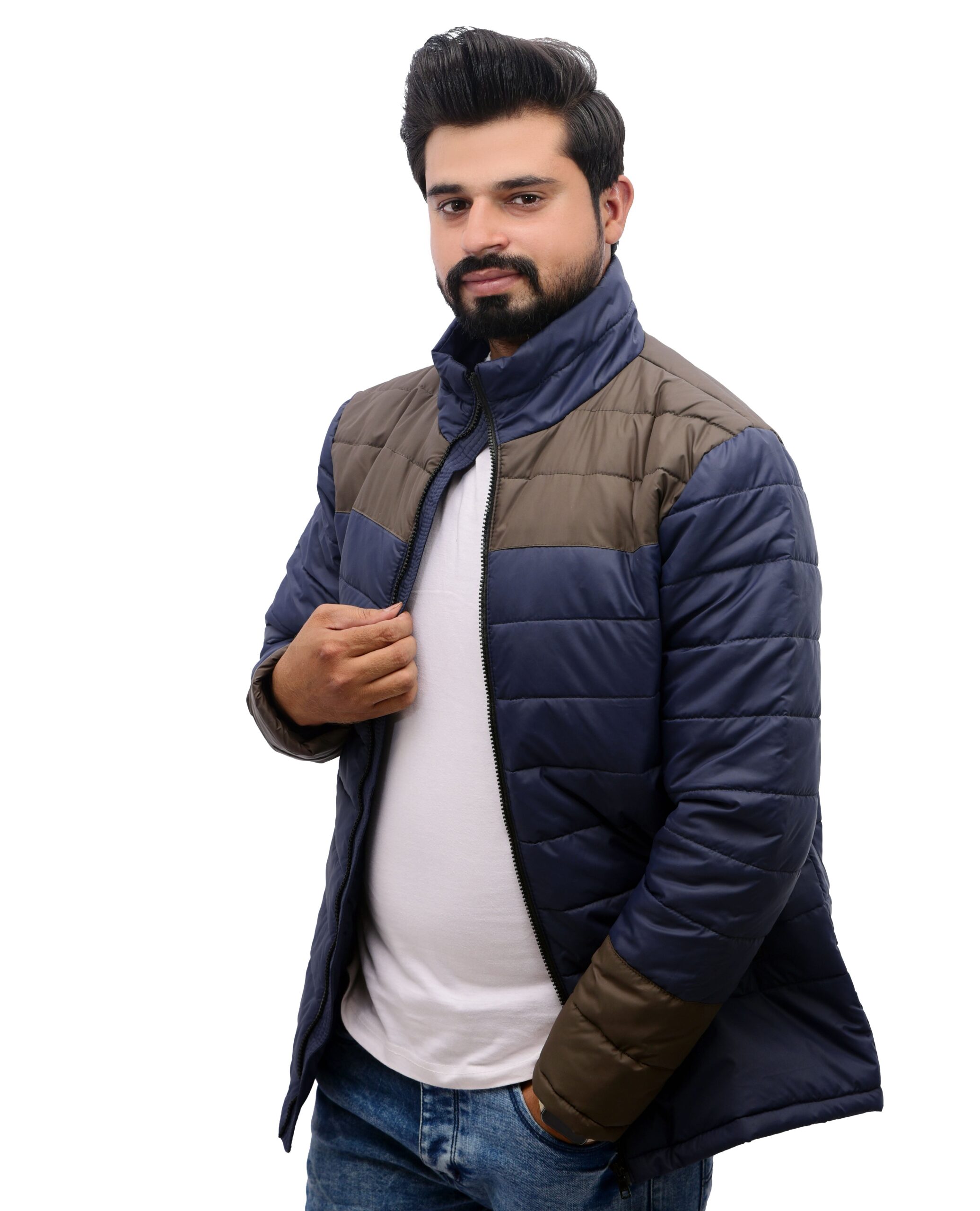 Ioke Sports Baffle Design Gray Puffer Jacket for Men - Image 5