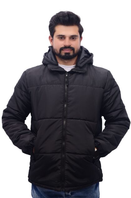 Ioke Sports Baffle Design Black Puffer Jacket for Men