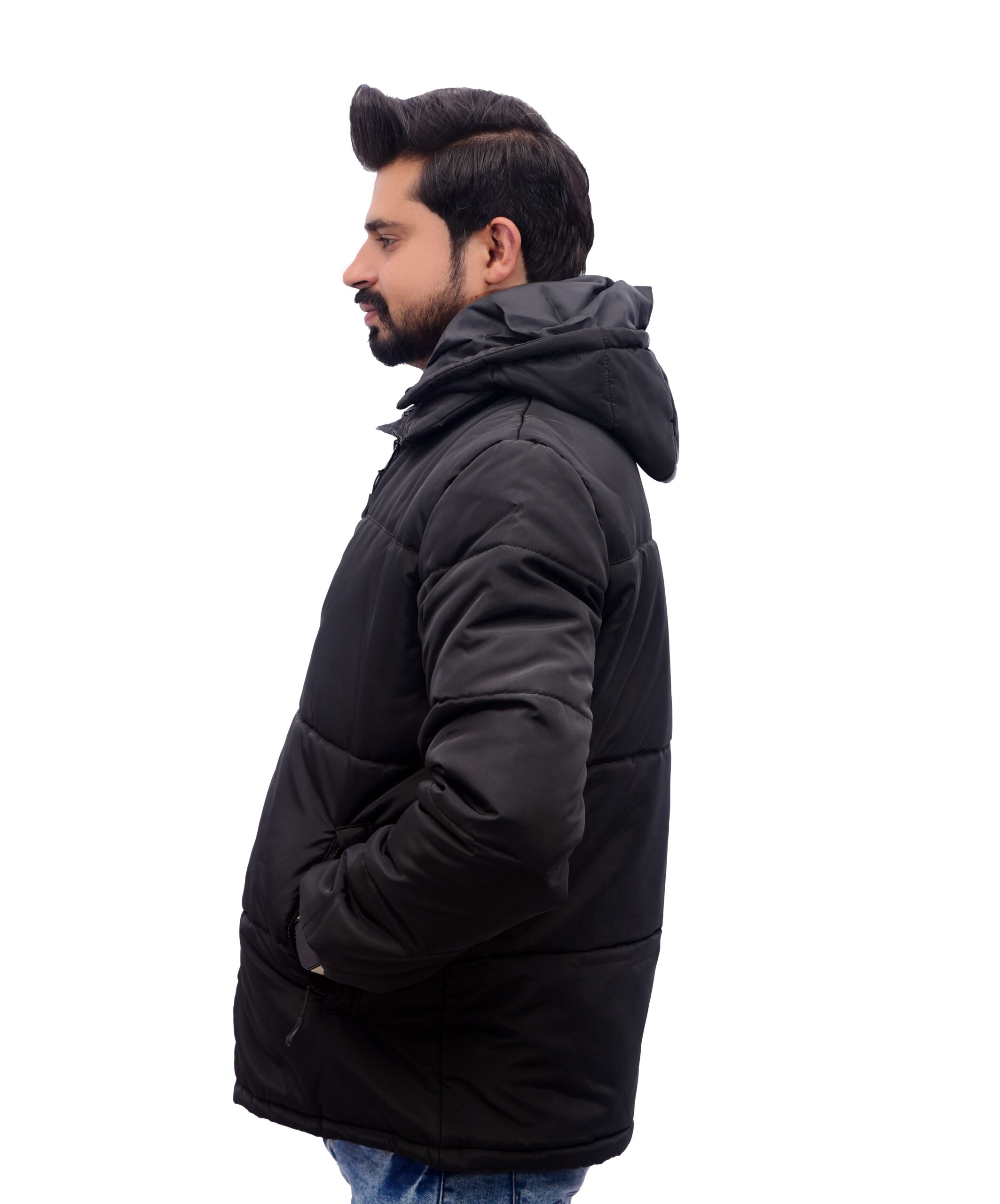 Ioke Sports Baffle Design Black Puffer Jacket for Men - Image 7