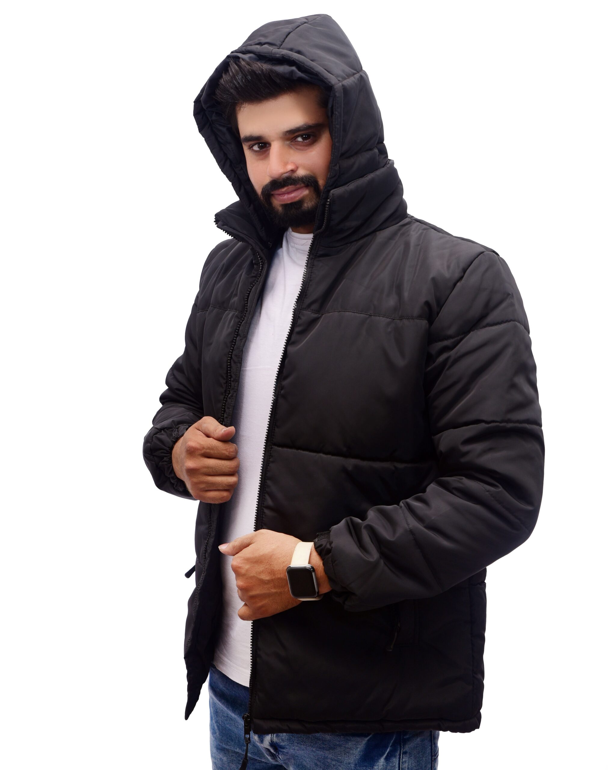 Ioke Sports Baffle Design Black Puffer Jacket for Men - Image 2