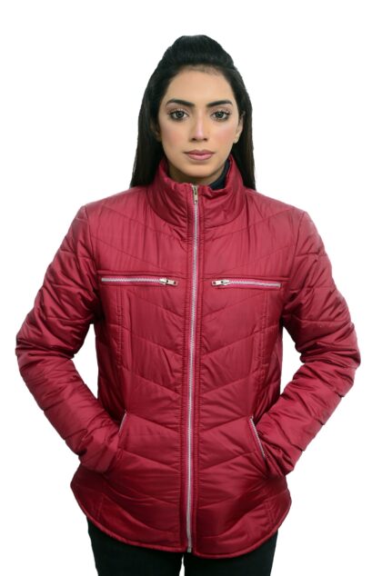 Ioke Sports Baffle Design Brown Puffer Jacket