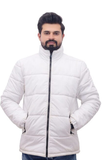 IOKE Sports Baffle Design White Puffer Jacket for Men